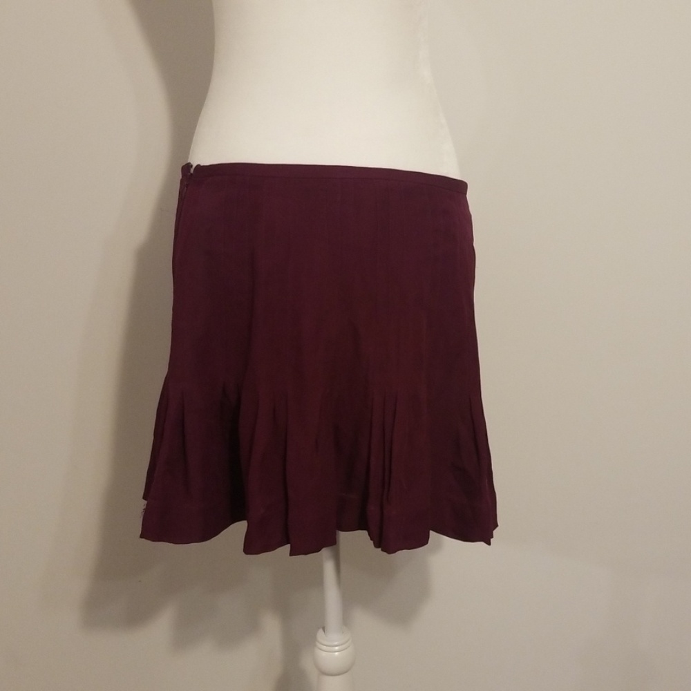 CATHERINE MALANDRINO 100% silk plum mini skirt - Picture 3 of 7